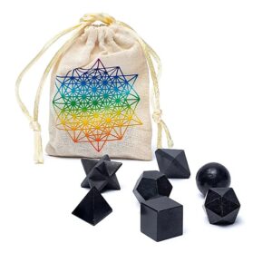 Schwarzer Turmalin Heilige Geometrie 7-teiliges Set