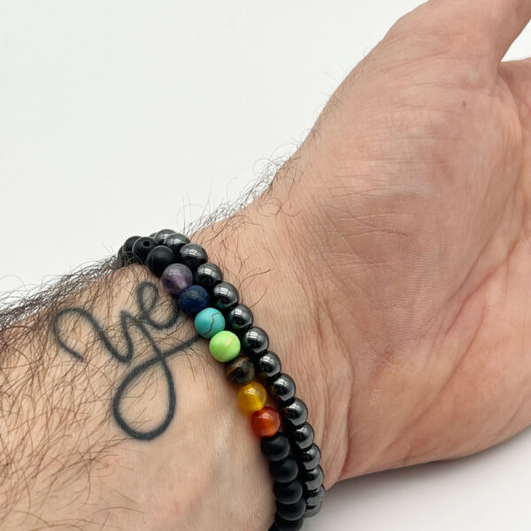Magnetisches Edelsteinarmband Chakra mit schwarzem Achat – Bild 3