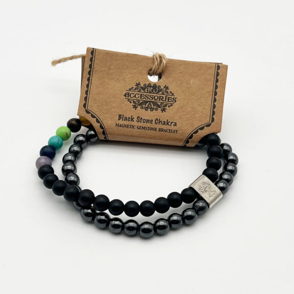Magnetisches Edelsteinarmband Chakra mit schwarzem Achat – Bild 2