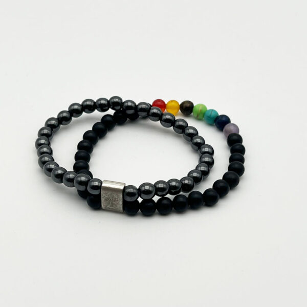 Magnetisches Edelsteinarmband Chakra mit schwarzem Achat