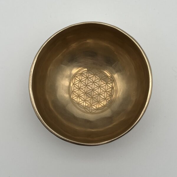 Klangschale Flower of Life 10 cm 262 g Grundton 644,53 Hz., Antik Optik