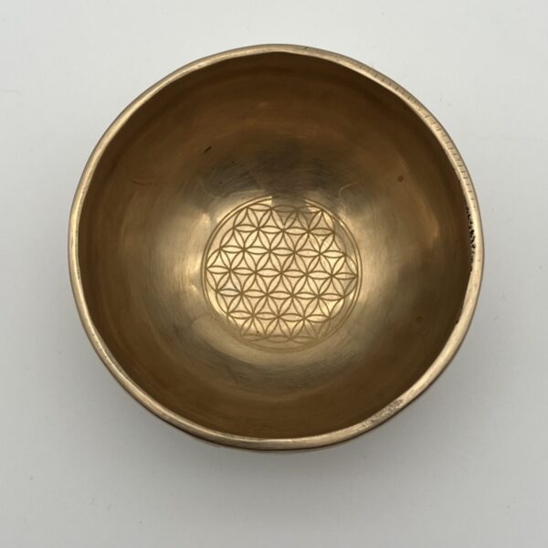 Klangschale Flower of Life 10 cm 257 g Grundton 679,69 Hz., Antik Optik