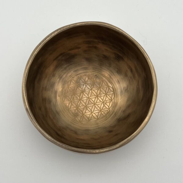 Klangschale Flower of Life 10 cm 254 g Grundton 755,86 Hz., Braune Optik