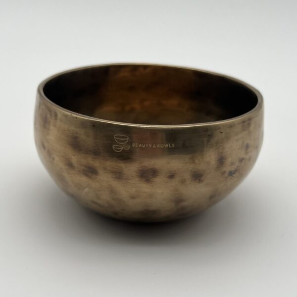 Klangschale Flower of Life 12 cm 468 g Grundton 530,27 Hz., Tigerauge Optik